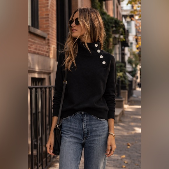 J Crew Women’s Black Wide Button-Collar Size XS Pullover Sweatshirt casual - Picture 5 of 11